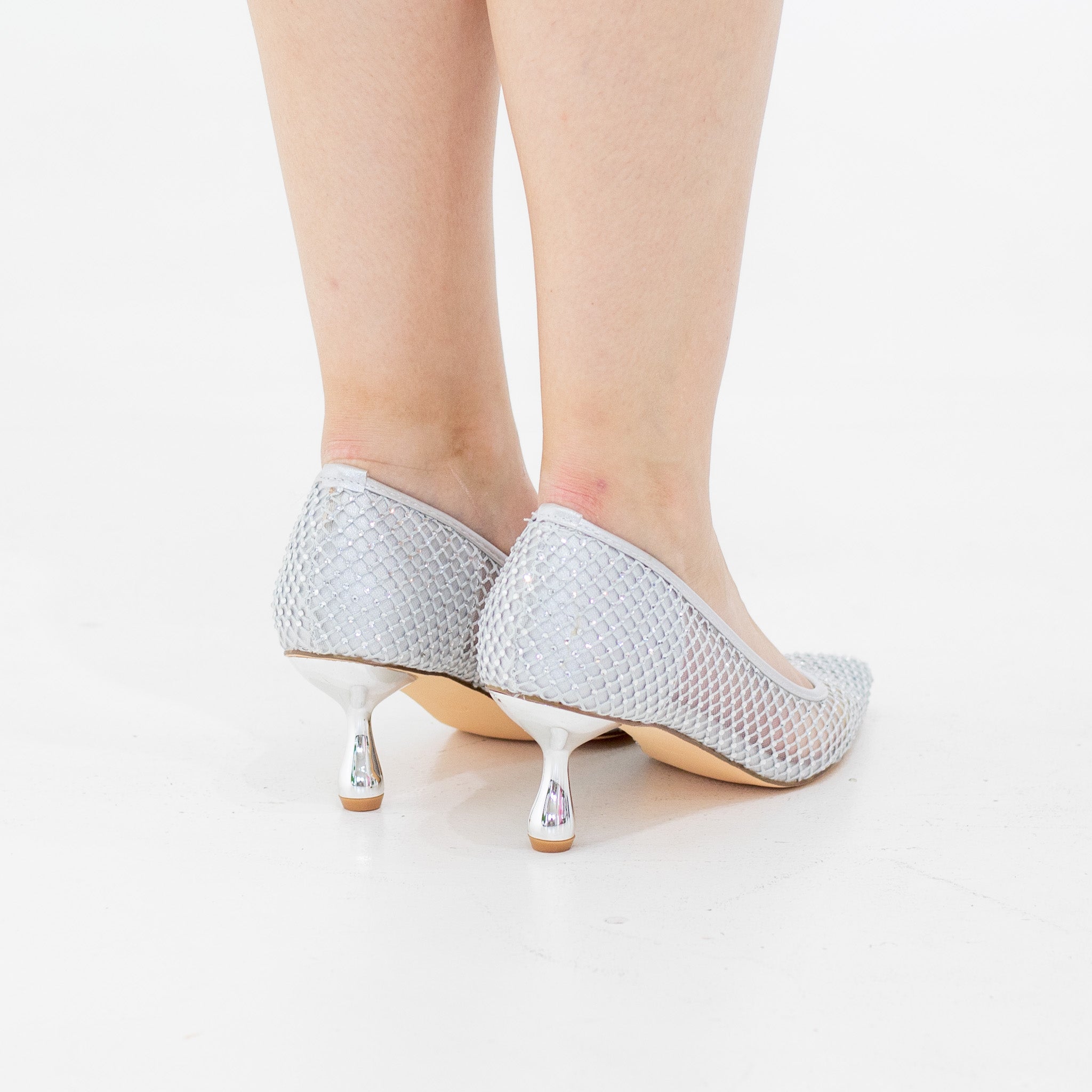 Silver mesh embellished  court on 6cm heel tahira