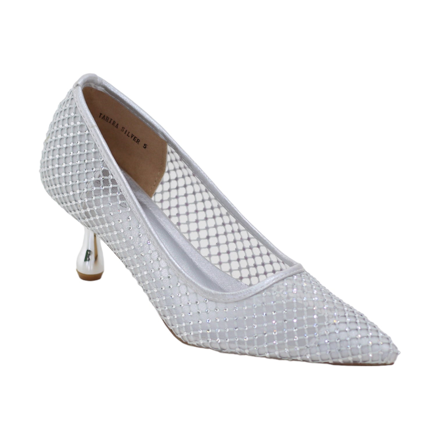 Silver mesh embellished  court on 6cm heel tahira