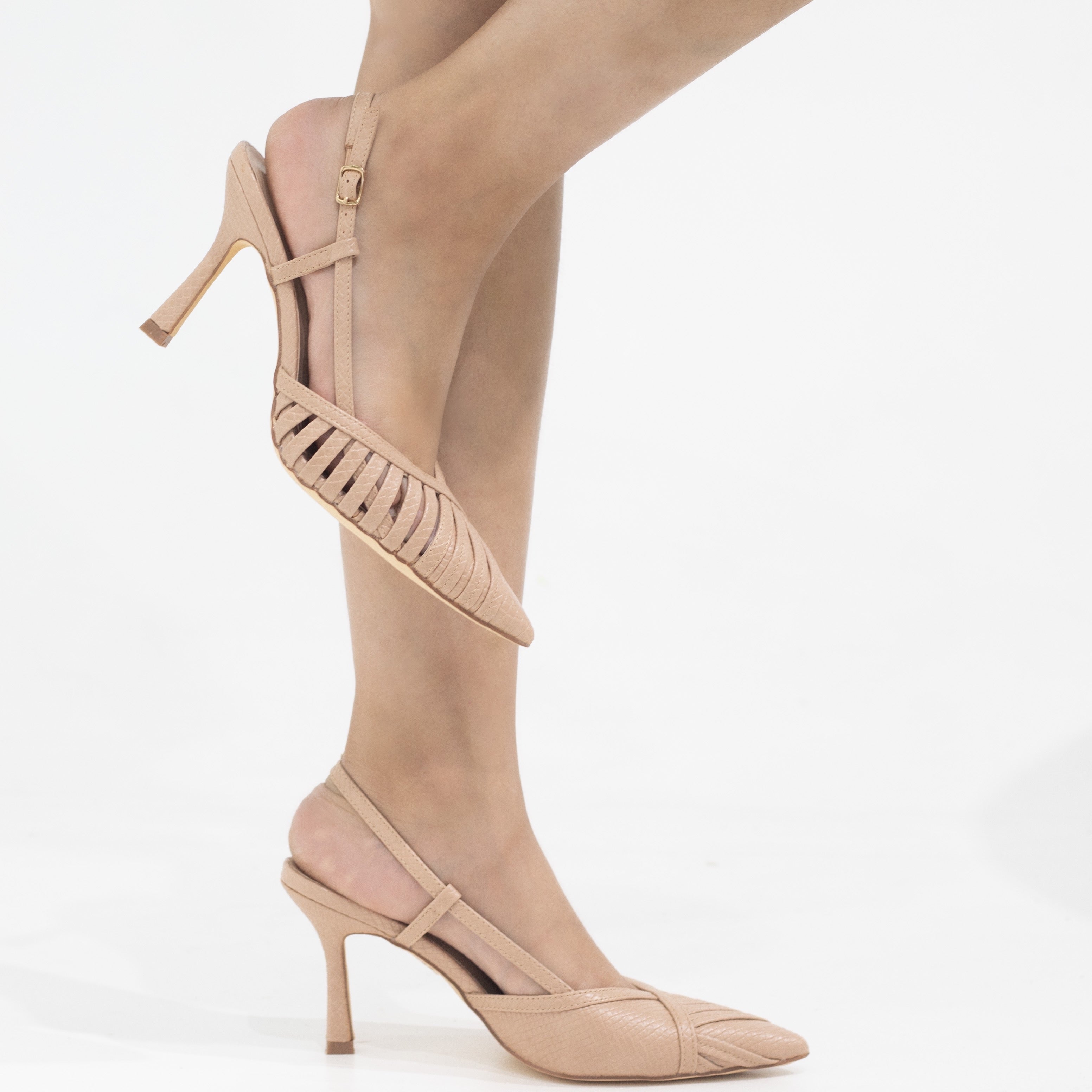 Slinky closed strippy 6cm heel sling back nude