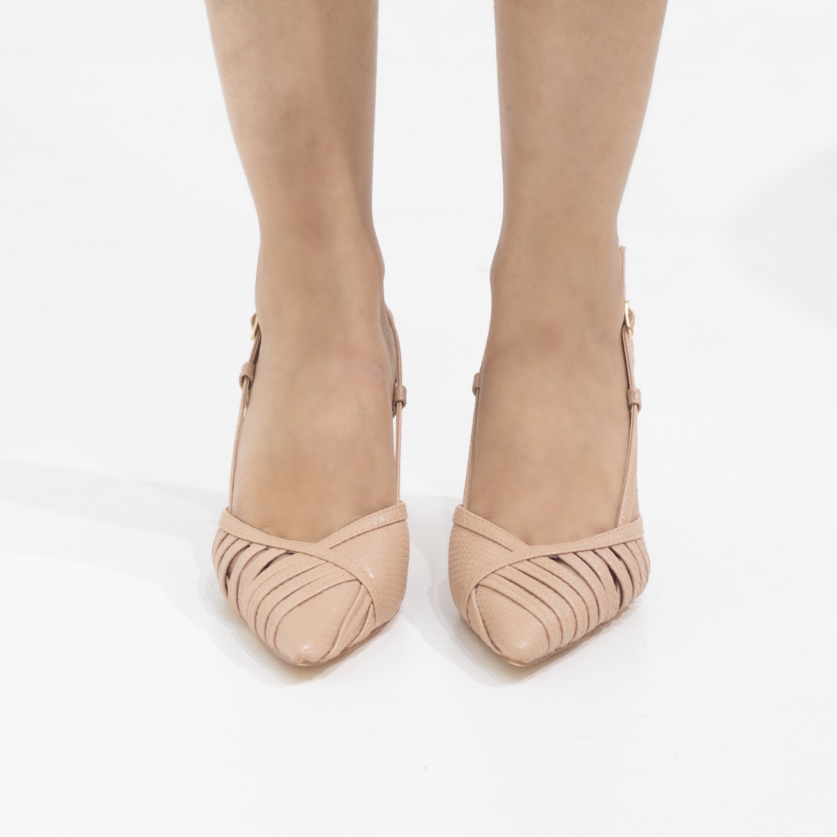 Slinky closed strippy 6cm heel sling back nude